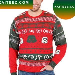 Star Wars Darth Vader Stormtrooper Heads At-At Red Star Wars Christmas Ugly Sweater