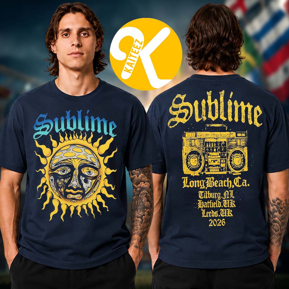 Sublime Merch Slam Dunk Festival 2026 Long Beach To UK Tour Two Sided Unisex T-Shirt Sublime Merch Slam Dunk Festival 2026 Long Beach To UK Tour Two Sided Unisex T-Shirt