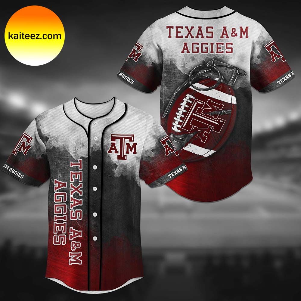 Texas A&M Aggies baseball Grenade Pattern Baseball Jersey Texas A&M Aggies baseball Grenade Pattern Baseball Jersey