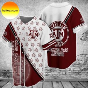 Texas A&M Aggies baseball Pattern White Red Baseball Jersey