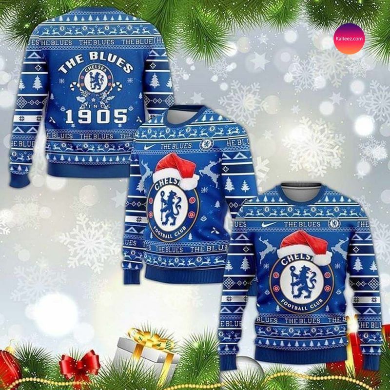 The Blues Chelsea Football Club Christmas Ugly Sweater The Blues Chelsea Football Club Christmas Ugly Sweater