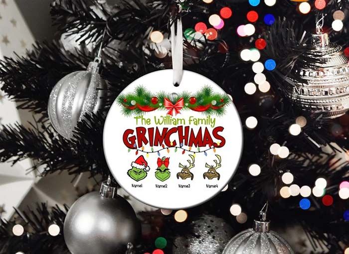 The Custom Name Family Grinchmas Grinch Christmas Ornament The Custom Name Family Grinchmas Grinch Christmas Ornament