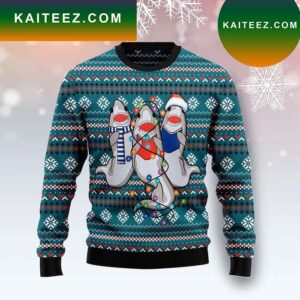 Three Funny Shark Lightbulbs Ugly Christmas Sweater