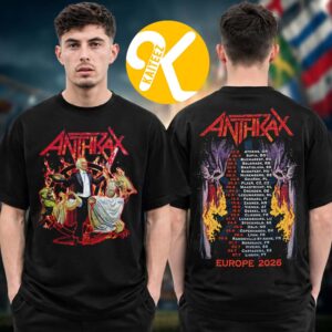 Anthrax Merch Europe Tour 2026 Cursum Perficio Tour Dates Two Sided Unisex T-Shirt