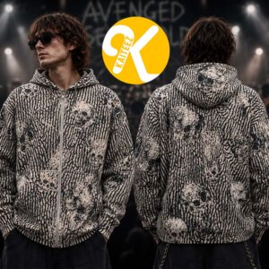 Avenged Sevenfold A7X Merch Skulls Heavyweight Hooded Zip Up