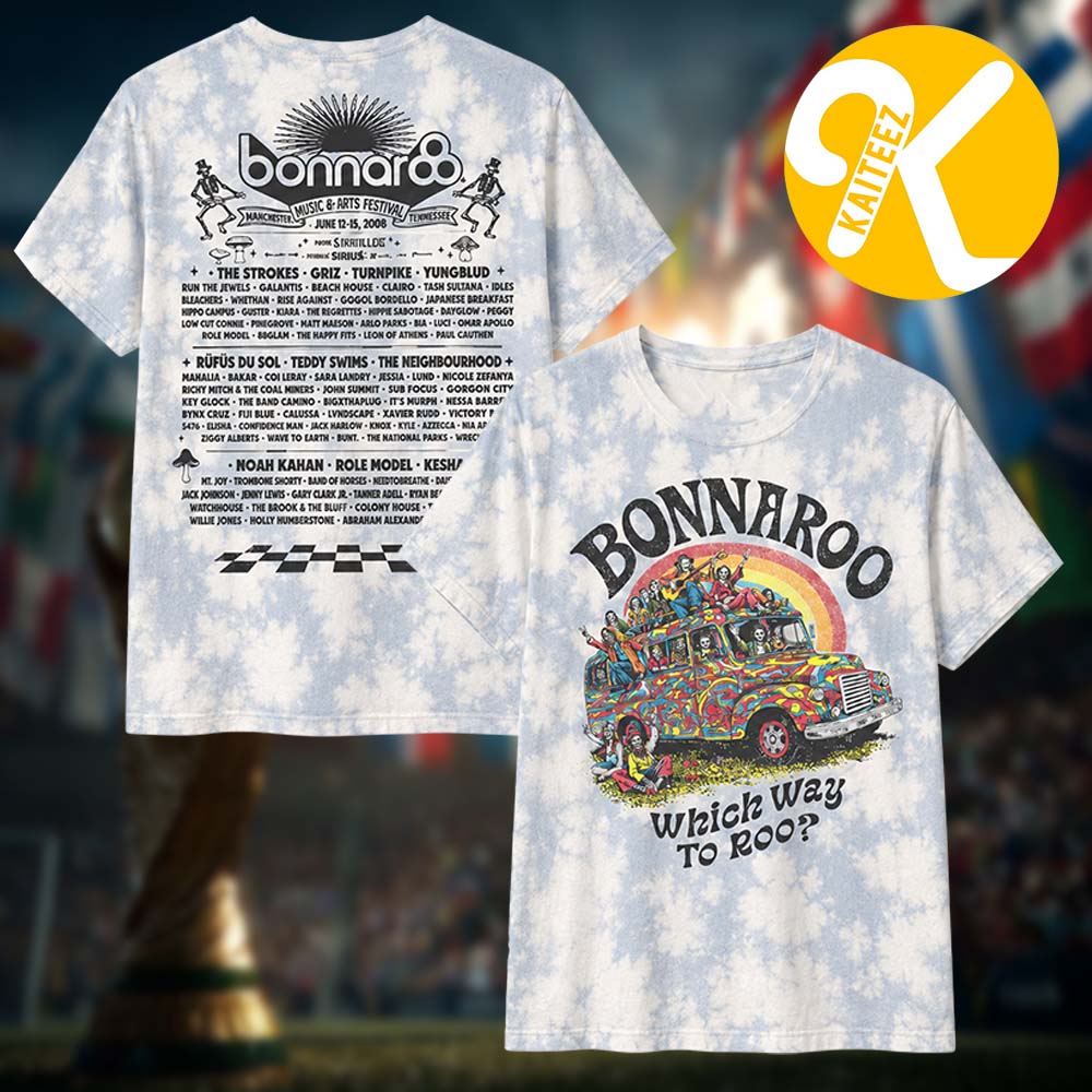 Bonnaroo Festival 2026 Merch In Manchester TN On June 11-14 2026 Skeleton Bus Lineup Unisex T-Shirt Bonnaroo Festival 2026 Merch In Manchester TN On June 11-14 2026 Skeleton Bus Lineup Unisex T-Shirt