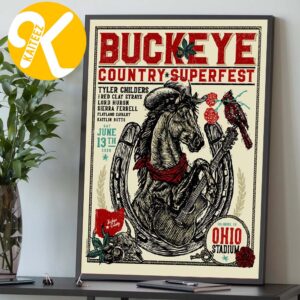 Buckeye Country Superfest 2026 Event Poster At Ohio Stadium In Columbus OH On June 13 2026 Art By Garrettt Morlan Home Decor Poster Canvas
