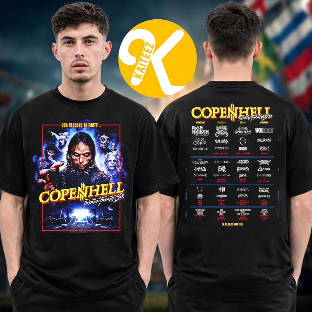 Copenhell 2026 Festival Merch Event Tee At Refshaleoen In Copenhagen DK On June 24-27 2026 Two Sided Unisex T-Shirt Copenhell 2026 Festival Merch Event Tee At Refshaleoen In Copenhagen DK On June 24-27 2026 Two Sided Unisex T-Shirt