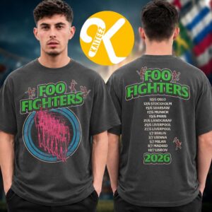 Foo Fighters Merch Take Cover Tour 2026 Neon Skeleton Two Sided Unisex T-Shirt