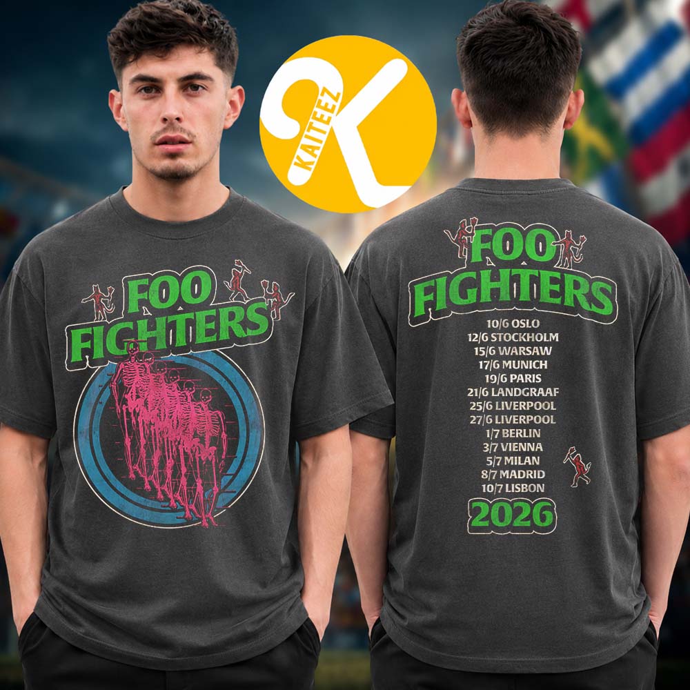 Foo Fighters Merch Take Cover Tour 2026 Neon Skeleton Two Sided Unisex T-Shirt Foo Fighters Merch Take Cover Tour 2026 Neon Skeleton Two Sided Unisex T-Shirt