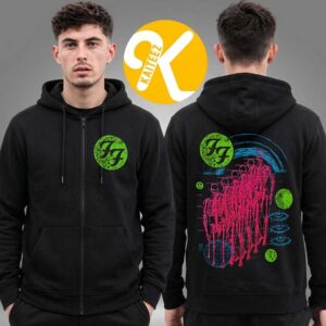 Foo Fighters Merch Take Cover Tour 2026 Neon Skeleton Zip Up Hoodie Shirt