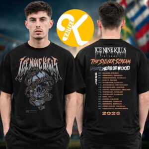 Ice Nine Kills Europe Psychos The Silver Scream A Thon Tour 2026 The Silver Scream Itin Two Sided Unisex T-Shirt