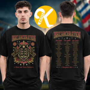 Inkcarceration Festival 2026 Merch In Mansfield OH On July 17 – 19 2026 3 Lives Line Up Two Sided Unisex T-Shirt