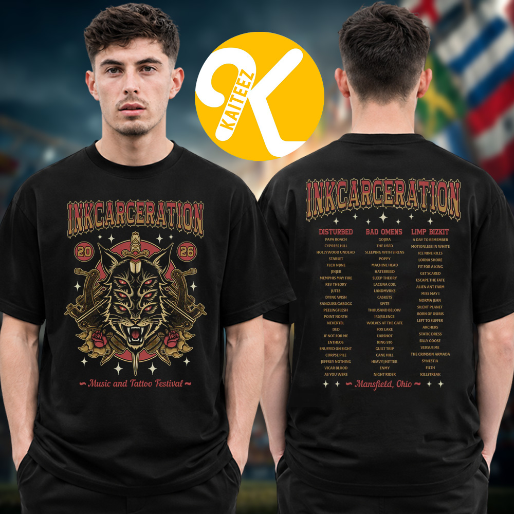 Inkcarceration Festival 2026 Merch In Mansfield OH On July 17 – 19 2026 3 Lives Line Up Two Sided Unisex T-Shirt Inkcarceration Festival 2026 Merch In Mansfield OH On July 17 – 19 2026 3 Lives Line Up Two Sided Unisex T-Shirt