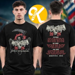 Inkcarceration Festival 2026 Merch In Mansfield OH On July 17 – 19 2026 Bat Reaper Lineup Two Sided Unisex T-Shirt