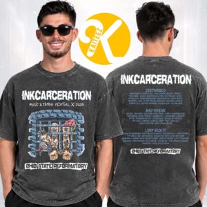 Inkcarceration Festival 2026 Merch In Mansfield OH On July 17 – 19 2026 Free Ink Lineup Two Sided Washed T-Shirt