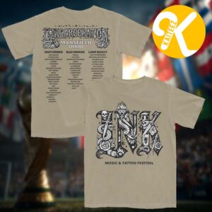 Inkcarceration Festival 2026 Merch In Mansfield OH On July 17 – 19 2026 Line Art Lineup Two Sided Unisex T-Shirt