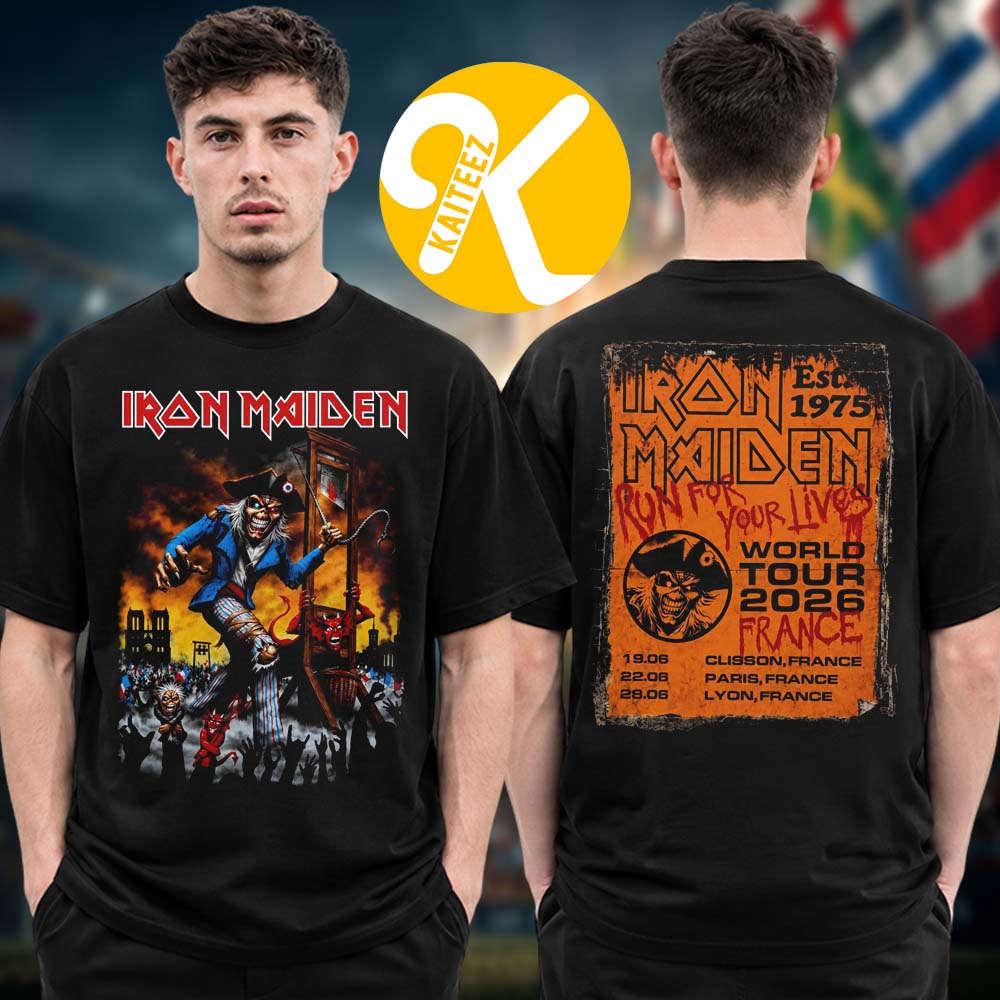 Iron Maiden France Event T-Shirt Run For Your Lives World Tour 2026 Artwork By Herve Monjeaud Unisex T-Shirt Iron Maiden France Event T-Shirt Run For Your Lives World Tour 2026 Artwork By Herve Monjeaud Unisex T-Shirt