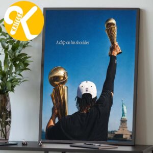 Jalen Brunson New York Knicks Celebration A Chip On His Shoulder Home Decor Poster Canvas