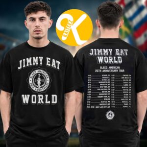 Jimmy Eat World Merch 25 Years Of Bleed American Tour 2026 Tour Dates Two Sided Unisex T-Shirt