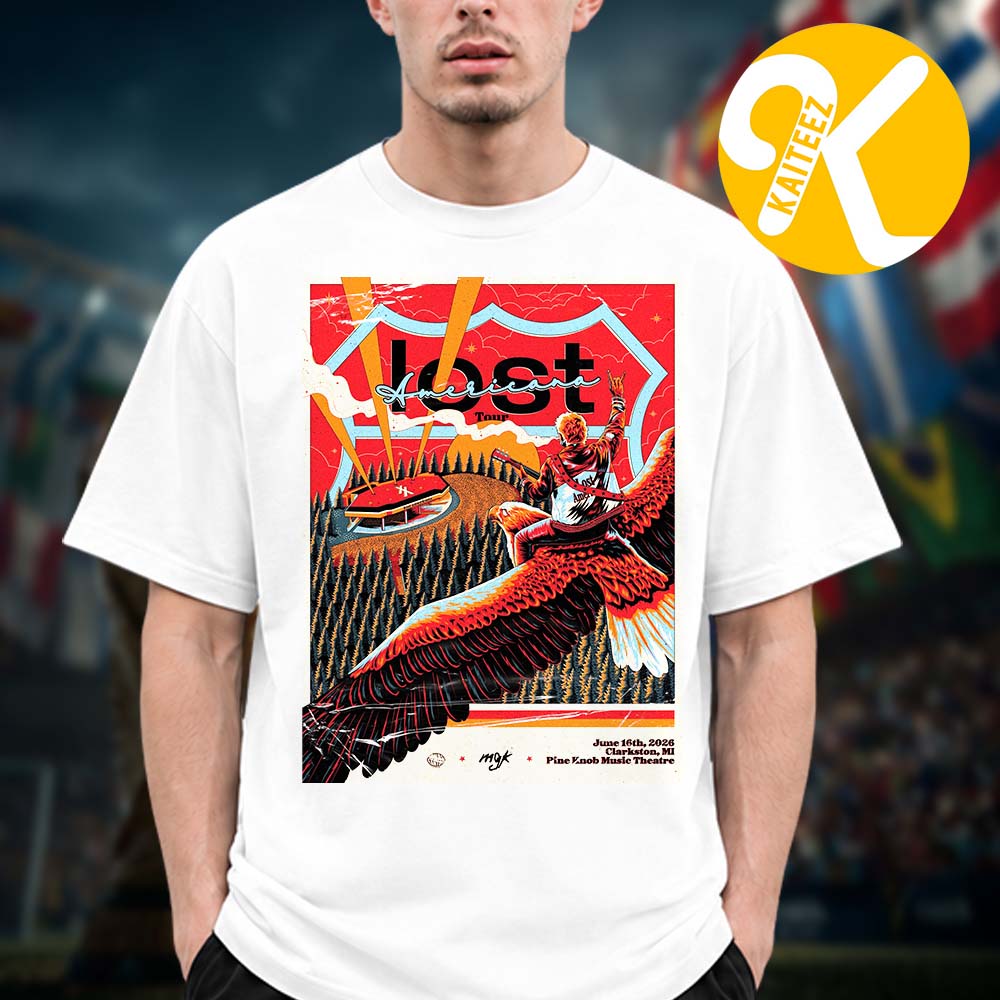 Machine Gun Kelly MGK Lost Americana Tour 2026 At Pine Knob Music Theatre In Clarkston MI On June 16 2026 Unisex T-Shirt Machine Gun Kelly MGK Lost Americana Tour 2026 At Pine Knob Music Theatre In Clarkston MI On June 16 2026 Unisex T-Shirt