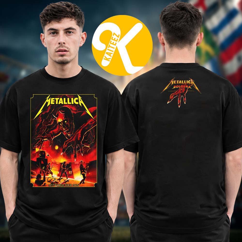 Metallica M72 Bologna Exclusive Shirt At Stadio Renato Dall’Ara In Bologna Italy On June 3rd 2026 Two Sided Unisex T-Shirt Metallica M72 Bologna Exclusive Shirt At Stadio Renato Dall’Ara In Bologna Italy On June 3rd 2026 Two Sided Unisex T-Shirt