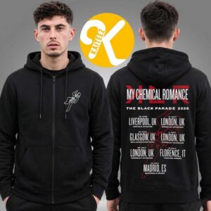 My Chemical Romance Merch The Black Parade Tour 2026 UK And EU Tour Dates Zip Up Hoodie Shirt