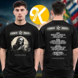 Nova Rock Festival 2026 Merch At Pannonia Fields II In Nickelsdorf AT On June 11-14 2026 Grim Reaper Line Up Two Sided Unisex T-Shirt
