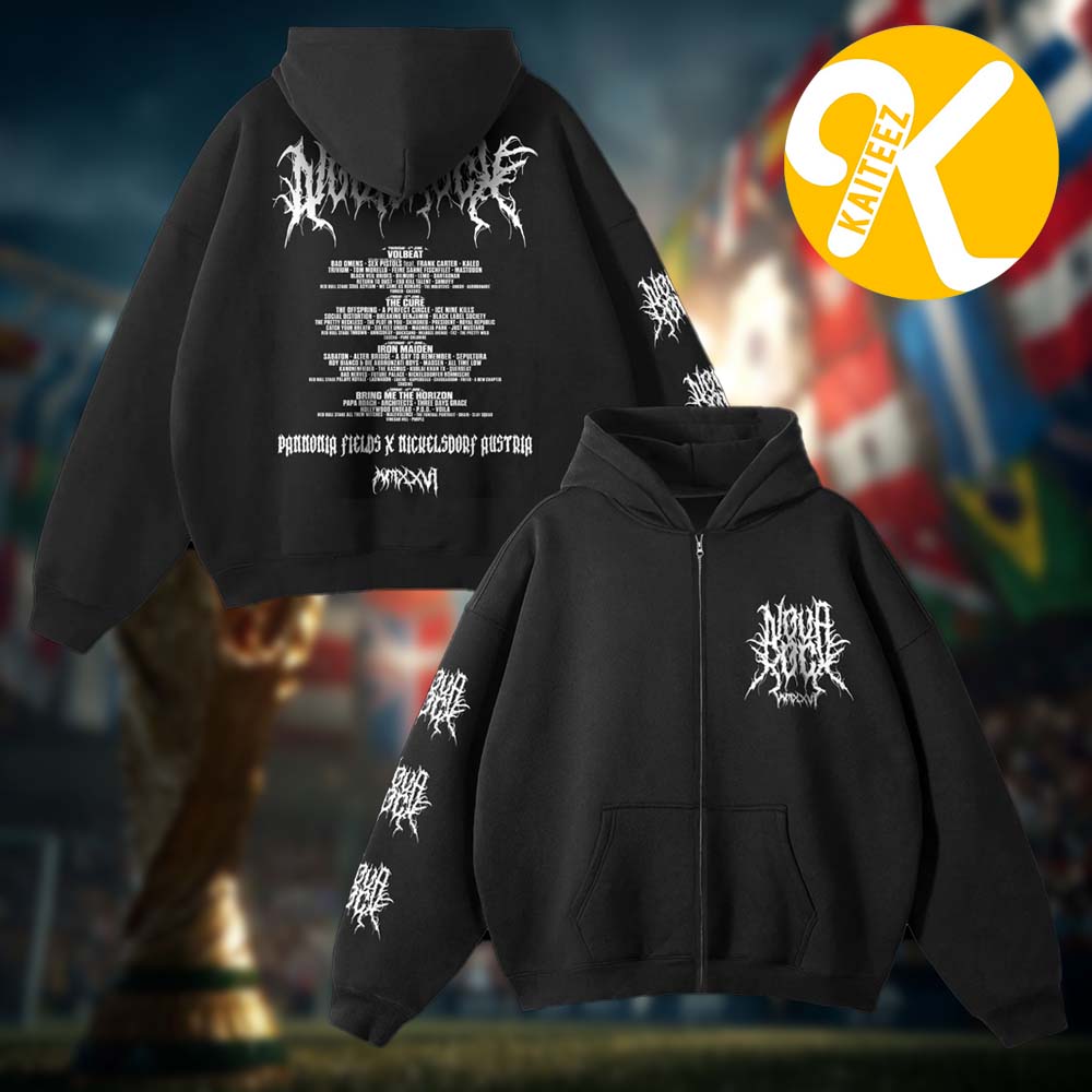 Nova Rock Festival 2026 Merch At Pannonia Fields II In Nickelsdorf AT On June 11-14 2026 Metal Logo Line Up Zip Up Hoodie Nova Rock Festival 2026 Merch At Pannonia Fields II In Nickelsdorf AT On June 11-14 2026 Metal Logo Line Up Zip Up Hoodie