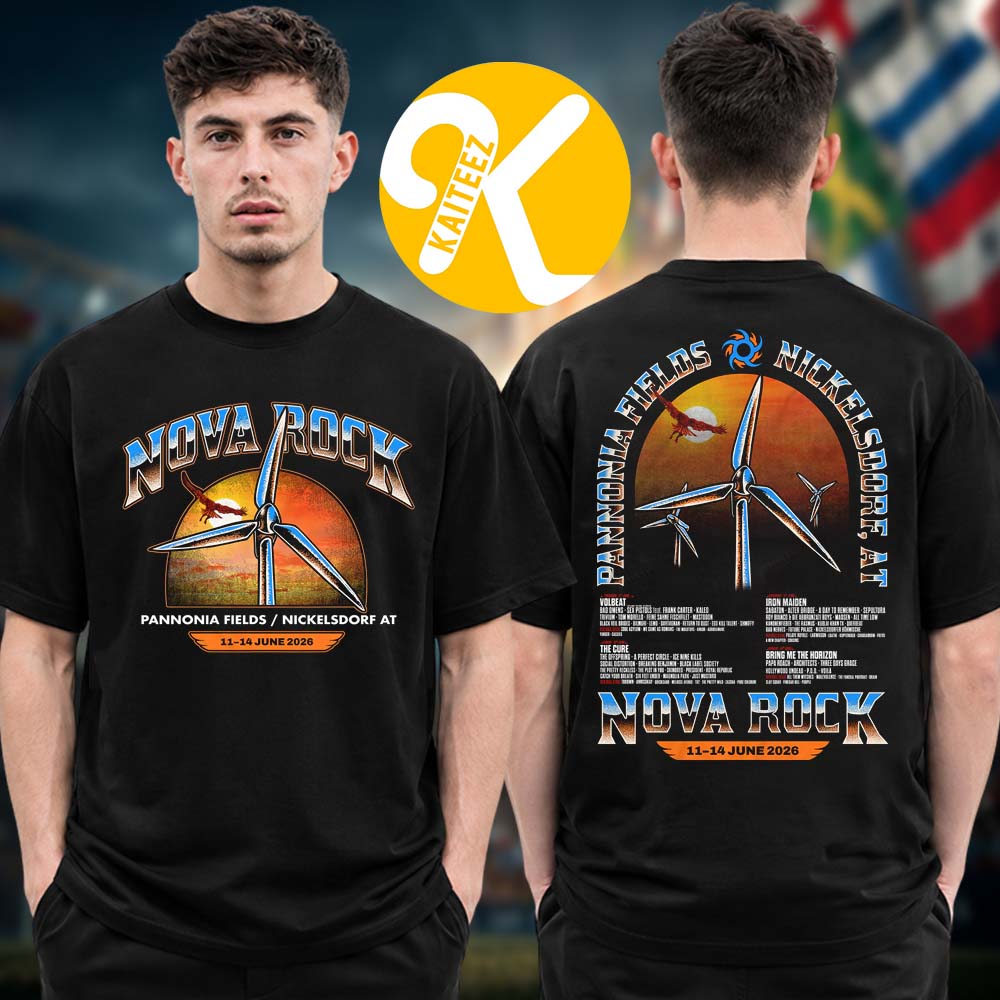 Nova Rock Festival 2026 Merch At Pannonia Fields II In Nickelsdorf AT On June 11-14 2026 Winds Of Rock Line Up Two Sided Unisex T-Shirt Nova Rock Festival 2026 Merch At Pannonia Fields II In Nickelsdorf AT On June 11-14 2026 Winds Of Rock Line Up Two Sided Unisex T-Shirt