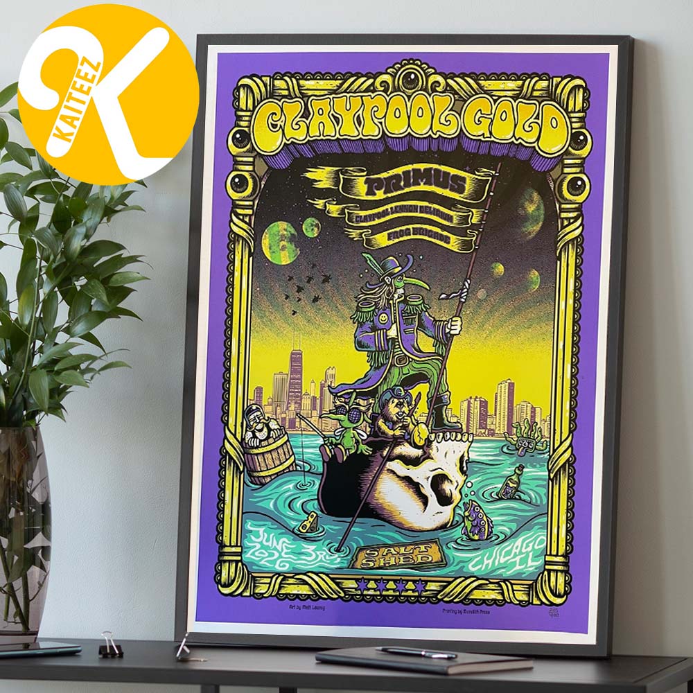 Primus The Claypool Gold Tour 2026 At The Salt Shed Outdoors In Chicago IL On June 3rd 2026 Home Decor Poster Canvas Primus The Claypool Gold Tour 2026 At The Salt Shed Outdoors In Chicago IL On June 3rd 2026 Home Decor Poster Canvas