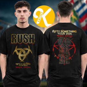 Rush Merch Fifty Something Tour 2026 Stage Logo North America Tour Dates Two Sided Unisex T-Shirt