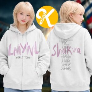 Shakira LMYNL World Tour 2026 Merch White Zip Hoodie Shirt
