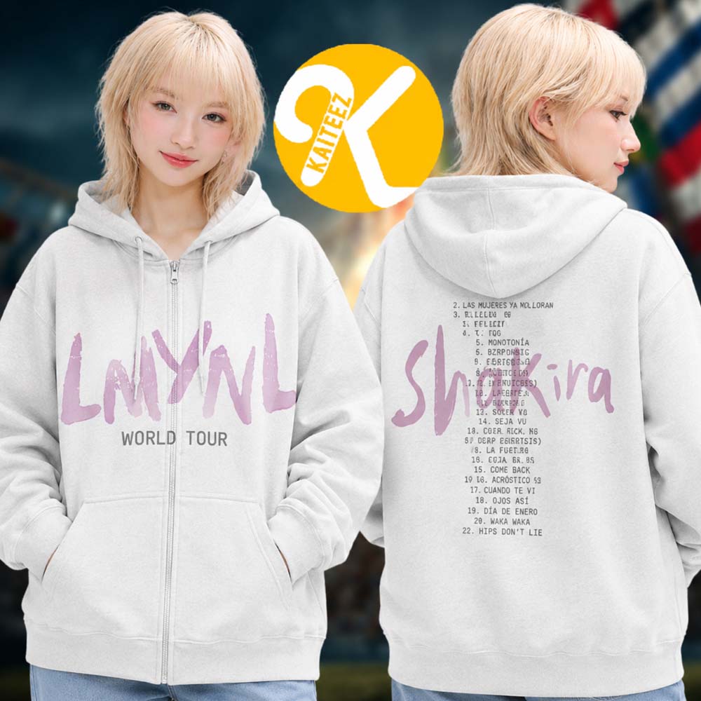 Shakira LMYNL World Tour 2026 Merch White Zip Hoodie Shirt Shakira LMYNL World Tour 2026 Merch White Zip Hoodie Shirt