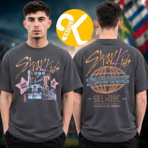 Stray Kids Event Tee Merch At Gov Ball In NYC On June 6 2026 Stray Kids Everywhere All Around The World Two Sided Unisex T-Shirt