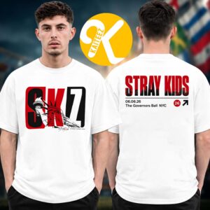 Stray Kids Event Tee Merch At Gov Ball In NYC On June 6 2026 White Two Sided Unisex T-Shirt
