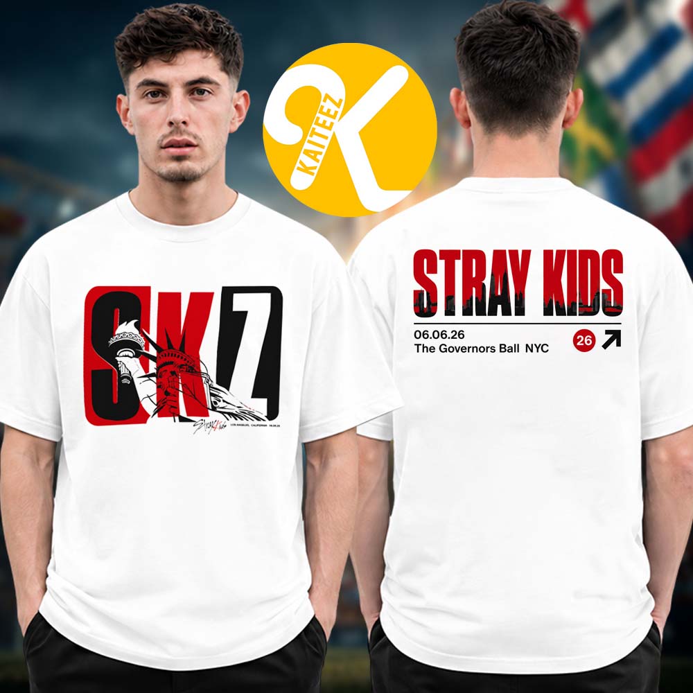 Stray Kids Event Tee Merch At Gov Ball In NYC On June 6 2026 White Two Sided Unisex T-Shirt Stray Kids Event Tee Merch At Gov Ball In NYC On June 6 2026 White Two Sided Unisex T-Shirt