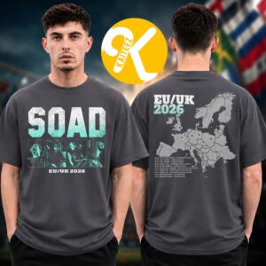 System Of A Down Merch EU And UK Tour 2026 Tour Dates Map Two Sided Unisex T-Shirt