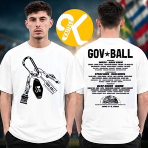 The Governors Ball Festival 2026 Merch Exclusive Tee In New York City On June 5-7 2026 Keychain Line Up Two Sided Unisex T-Shirt
