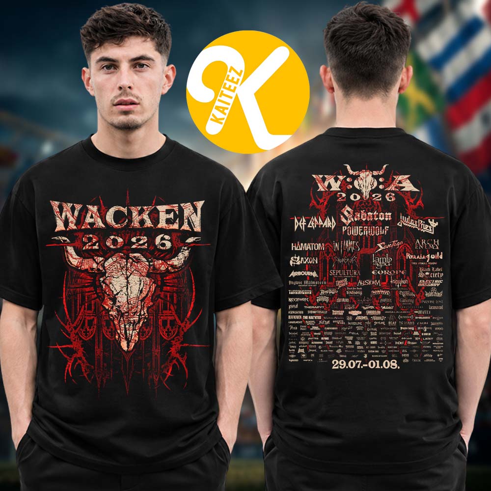 Wacken 2026 Music Festival Merch In Wacken DE On July 29 August 1 2026 Blood Citadel Line Up Two Sided Unisex T-Shirt Wacken 2026 Music Festival Merch In Wacken DE On July 29 August 1 2026 Blood Citadel Line Up Two Sided Unisex T-Shirt