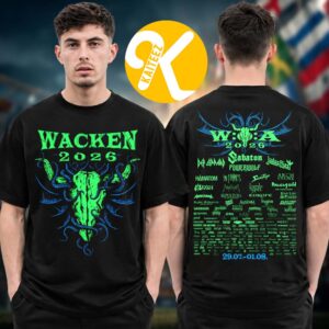 Wacken 2026 Music Festival Merch In Wacken DE On July 29 August 1 2026 Cursed Skull Line Up Two Sided Unisex T-Shirt