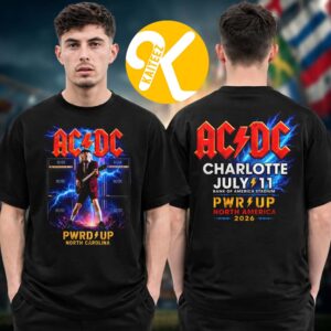 ACDC Charlotte NC Exclusive Event Shirt PWR Up North America Tour 2026 At Bank Of America Stadium In Charlotte NC On July 11 2026 Two Sided Unisex T-Shirt