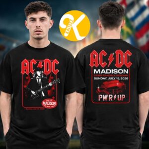 ACDC Madison WI Event Tee PWR Up Tour 2026 At Camp Randall Stadium In Madison WI On July 19 2026 Two Sided Unisex T-Shirt