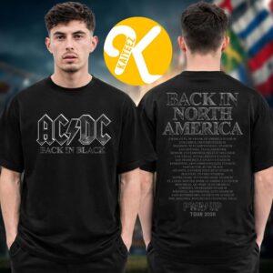 ACDC Merch PWR Up North America Tour 2026 Back In Black Tour Dates Two Sided Unisex T-Shirt