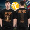 ACDC Merch PWR Up North America Tour 2026 Back In Black Tour Dates Two Sided Unisex T-Shirt