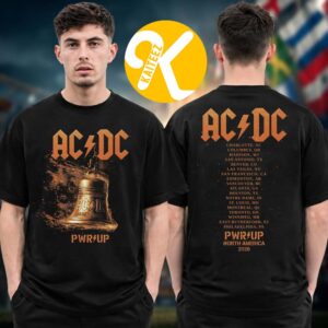ACDC Merch PWR Up North America Tour 2026 Hells Bells Lightning Tour Dates Two Sided Unisex T-Shirt