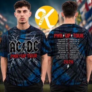 ACDC Merch PWR Up North America Tour 2026 Lightning Tie Dye Shirt