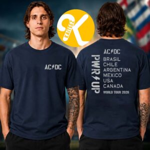 ACDC Merch PWR Up North America Tour 2026 Navy Logo Two Sided Unisex T-Shirt