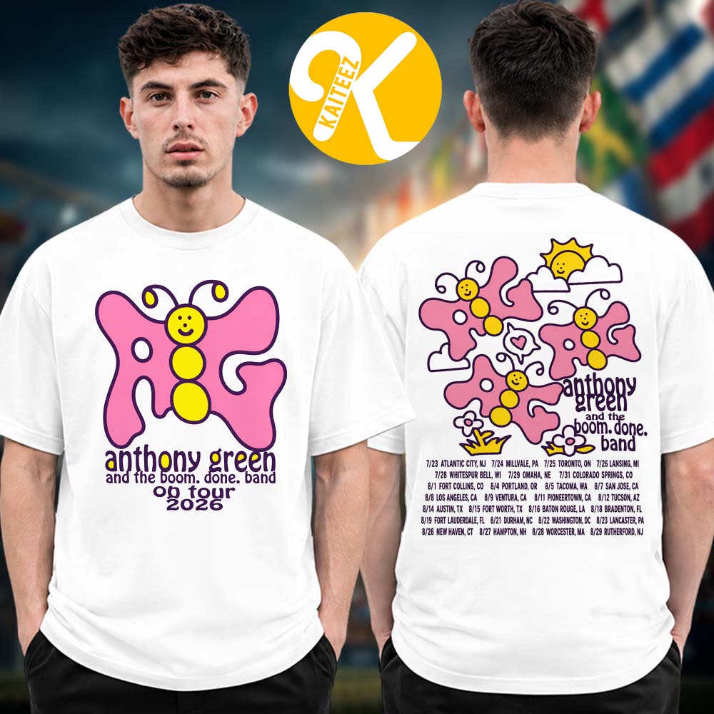 Anthony Green Merch This Tour Wont Save You Tour 2026 Butterfly Tour Dates Two Sided Unisex T-Shirt Anthony Green Merch This Tour Wont Save You Tour 2026 Butterfly Tour Dates Two Sided Unisex T-Shirt