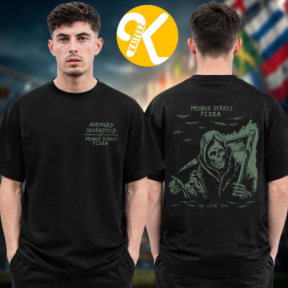 Avenged Sevenfold A7X x Prince Street Pizza Limited Edition Two Sided Unisex T-Shirt Avenged Sevenfold A7X x Prince Street Pizza Limited Edition Two Sided Unisex T-Shirt